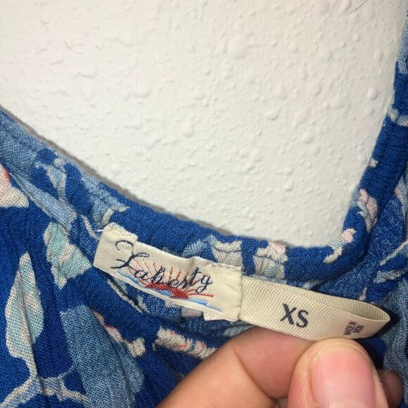 Faherty sunseeker blue ginger midi floral boho coastal cowgirl dress pockets XS - Picture 12 of 13